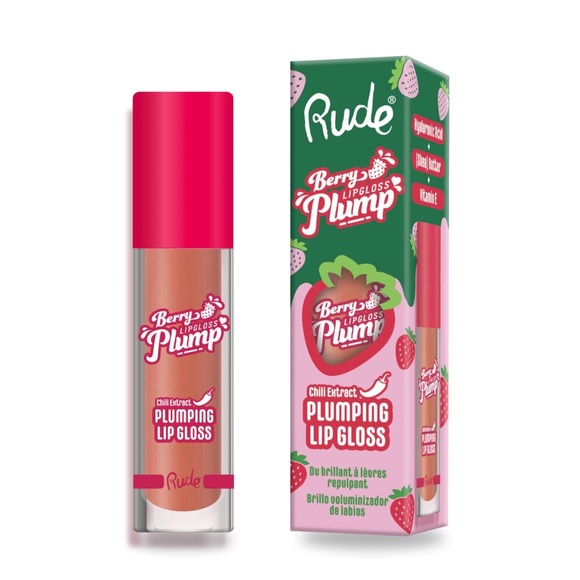 Rude Berry Plump Lip Gloss Chilli Extract Plumping Lip Bare Color Paraben-Free - Picture 1 of 3